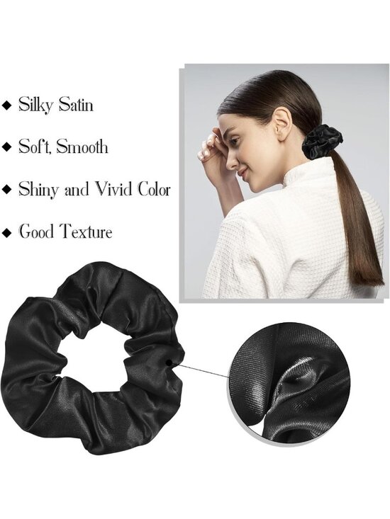 200 Satin Hair Scrunchies - Bulk Ponytail Holders, Solid Colors, Hair Ties for